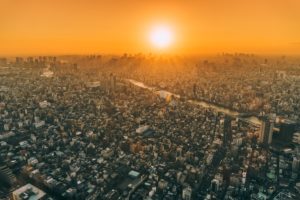 Top view of city with sunrise and buildings for Pennsylvania Commercial Insurance
