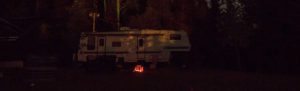 image of a rv camping area at night time for Pennsylvania RV Insurance