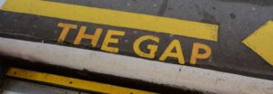 Subway Station Floor Text reading "The Gap"