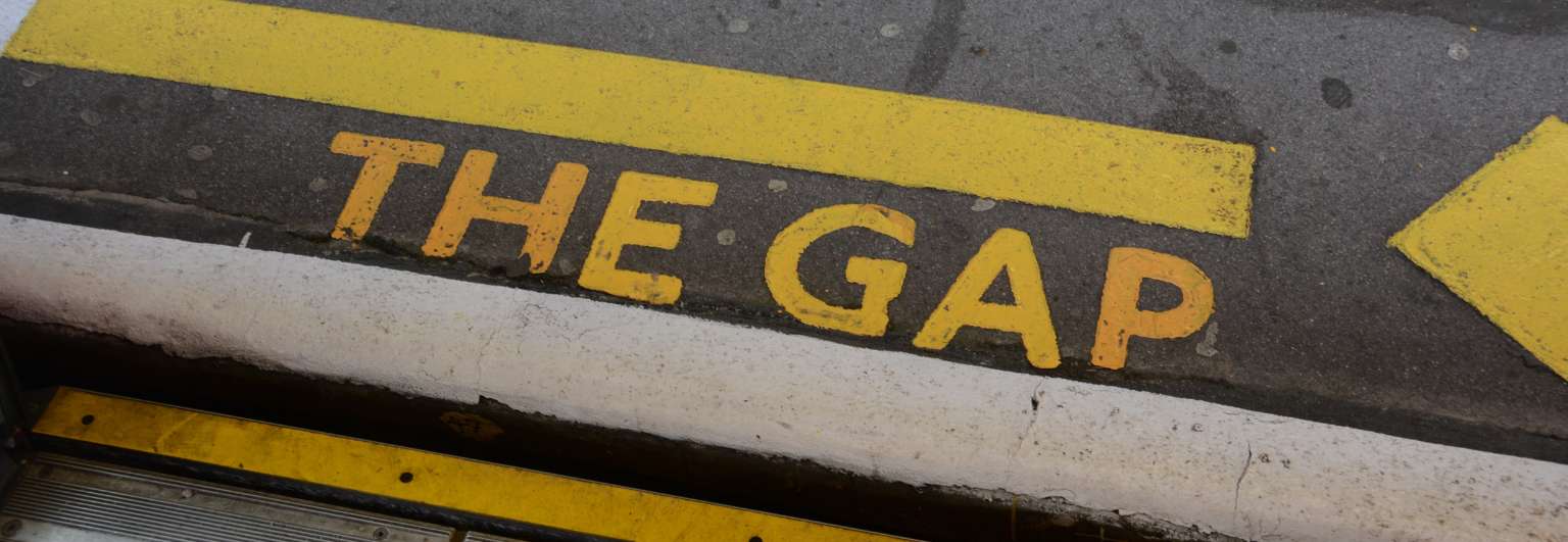 Subway Station Floor Text reading "The Gap"